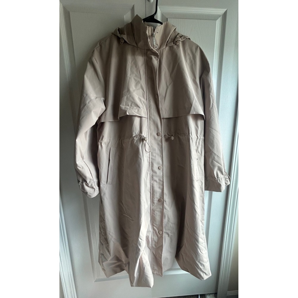 Zella 3-in-1 Trench Coat Tan Thread Hooded Parka with Removable Vest Large NEW